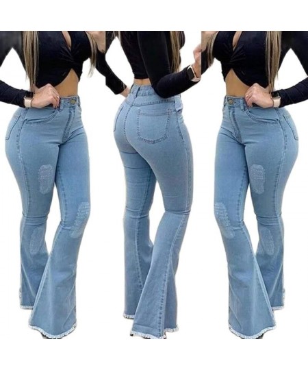 2023 High Waist Ripped Jeans For Women Fashion Slim Hip Lift Stretch Denim Flared Pants Casual Female Clothing S-3XL $46.53 -...