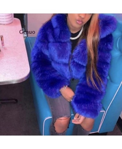 Winter Warm Fluffy Faux Fur Coats Jackets Women High Quality Fake Fur Cropped Jackets With Hooded Winter Fur Jacket $107.78 -...