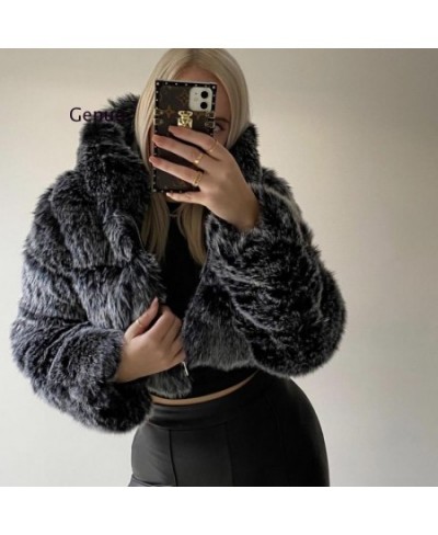 Winter Warm Fluffy Faux Fur Coats Jackets Women High Quality Fake Fur Cropped Jackets With Hooded Winter Fur Jacket $107.78 -...