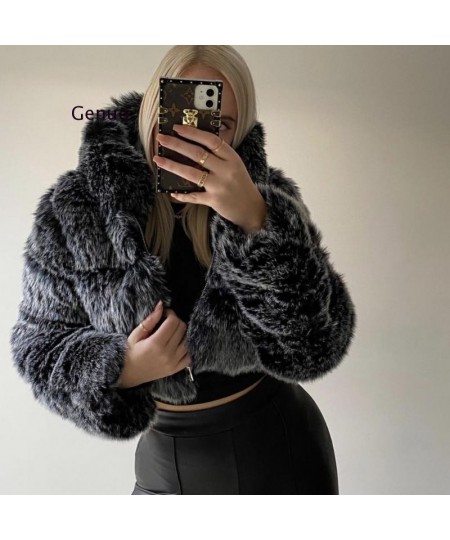 Winter Warm Fluffy Faux Fur Coats Jackets Women High Quality Fake Fur Cropped Jackets With Hooded Winter Fur Jacket $107.78 -...