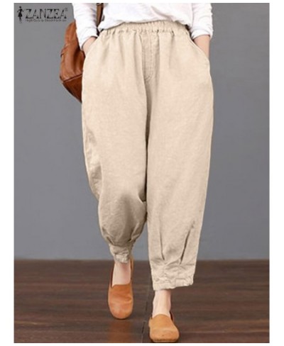 2023 Fashion Causal Pants Women Solid Pant Ankle Length Loose Pantalon Female Holiday Trousers Pure Cotton Oversized $39.04 -...