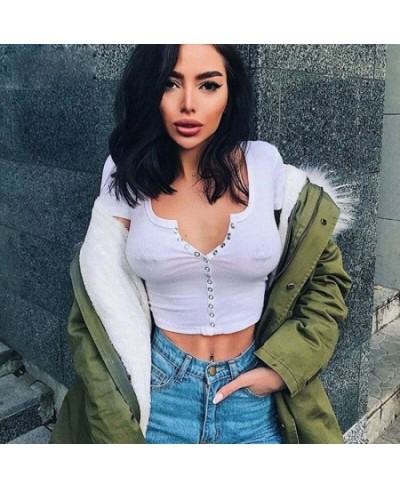 Fashion Sexy Women Short Sleeve Crop Top Button Vest Halter Casual White Tank Tops Blouse Short Shirt $12.85 - Tops & Tees