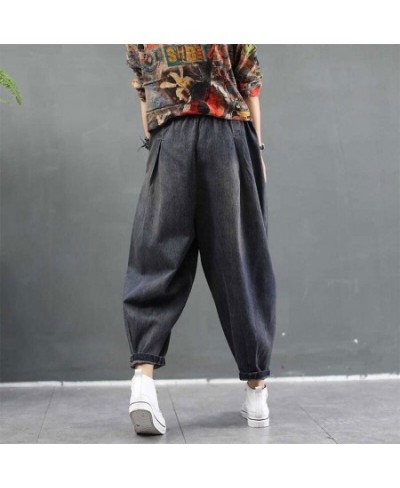 2023 Autumn New Arts Style Women Loose Casual Jeans Femme Elastic Waist Cotton Denim Harem Pants vintage Jean Trousers M330 $...