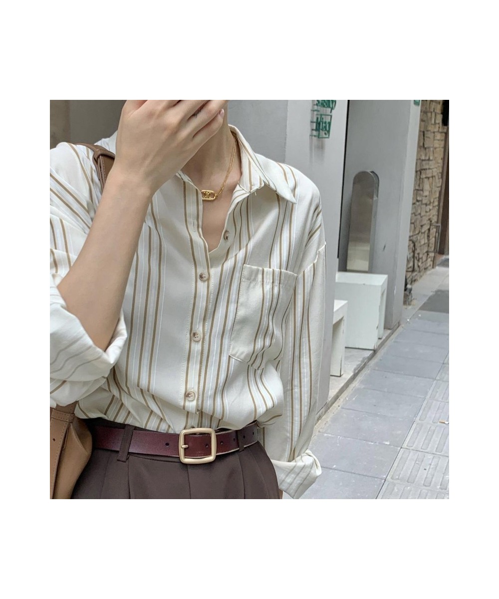 Deeptown Women Striped Blouses Vintage Casual Korean Fashion Elegant Chic Office Wear Female Tops Long Sleeve Shirts Oversize...