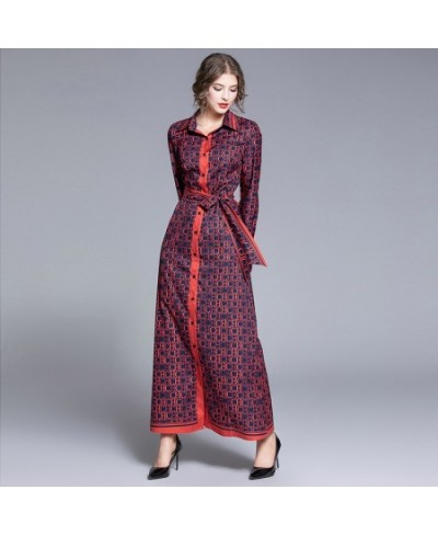 2023 Summer Elegant For Women Lapel Long Sleeve Collar High Waist Print Colorblock Dresses Female Clothing Dresses $89.92 - D...