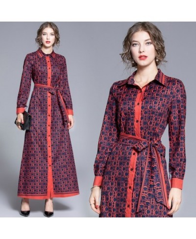 2023 Summer Elegant For Women Lapel Long Sleeve Collar High Waist Print Colorblock Dresses Female Clothing Dresses $89.92 - D...