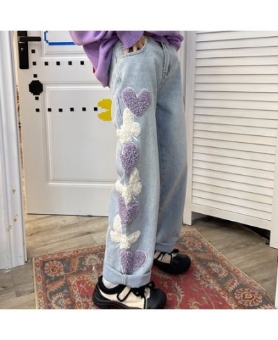 Embroidery Denim Baggy Pants Women Kawaii All-Match Straight Wide-Leg Jeans Harajuku style Female Loose Streetwear Trousers $...