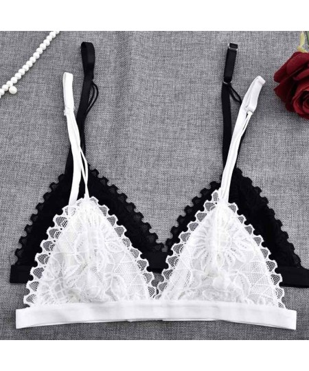 2023 Sexy Women Floral Lace Bra Wire Free Bralette Lingerie Female Seamless Unpadded Transparent Brassiere Intimates $14.99 -...