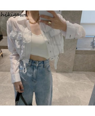 Summer Jackets Women's Clothing Drawstring Long Sleeve Crop Tops Streetwear Fashion Korean Y2k Coat Harajuku Thin Casual $29....