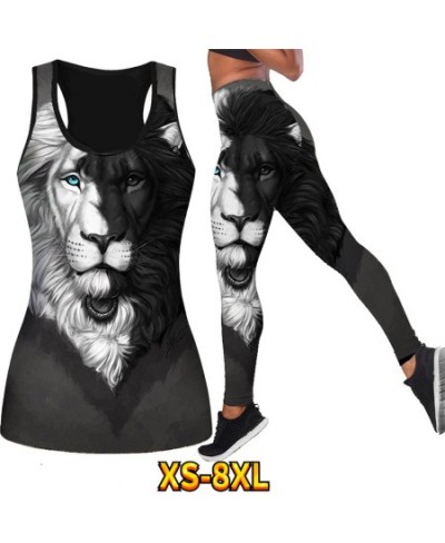 Beach Vest Running Exercise Summer Ladies Breathable Yoga Pantsr Suit Lion Pattern Print Sexy Plastic Butt XS-8XL $31.35 - Bo...