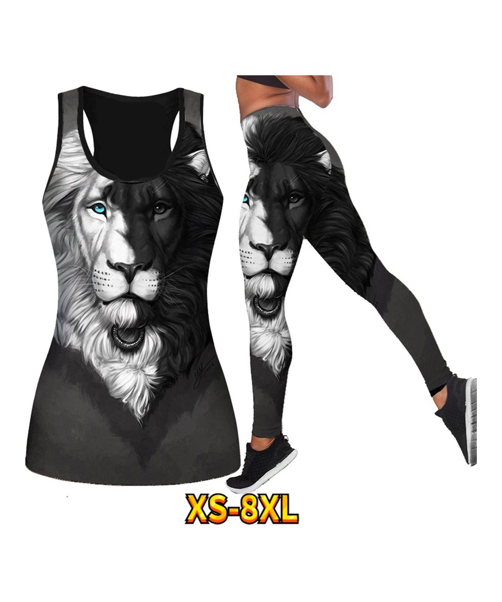 Beach Vest Running Exercise Summer Ladies Breathable Yoga Pantsr Suit Lion Pattern Print Sexy Plastic Butt XS-8XL $31.35 - Bo...