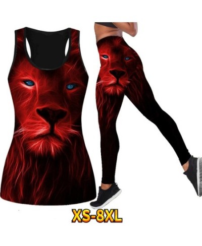 Beach Vest Running Exercise Summer Ladies Breathable Yoga Pantsr Suit Lion Pattern Print Sexy Plastic Butt XS-8XL $31.35 - Bo...