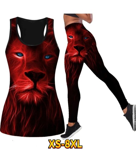 Beach Vest Running Exercise Summer Ladies Breathable Yoga Pantsr Suit Lion Pattern Print Sexy Plastic Butt XS-8XL $31.35 - Bo...