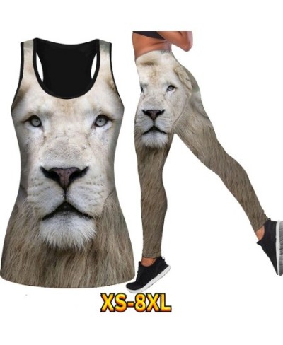 Beach Vest Running Exercise Summer Ladies Breathable Yoga Pantsr Suit Lion Pattern Print Sexy Plastic Butt XS-8XL $31.35 - Bo...