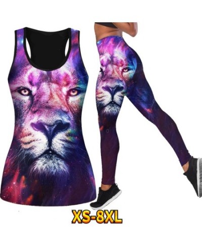 Beach Vest Running Exercise Summer Ladies Breathable Yoga Pantsr Suit Lion Pattern Print Sexy Plastic Butt XS-8XL $31.35 - Bo...