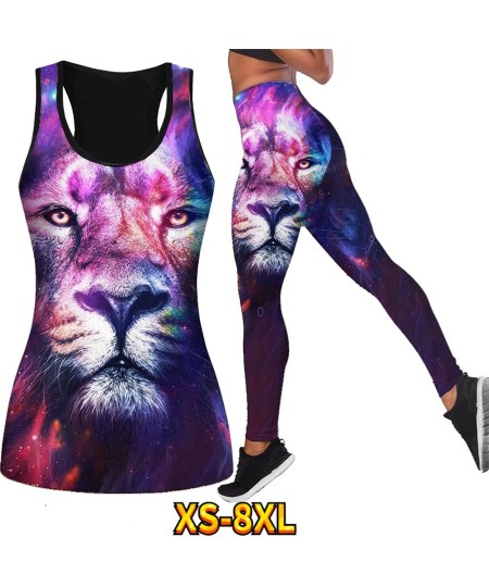 Beach Vest Running Exercise Summer Ladies Breathable Yoga Pantsr Suit Lion Pattern Print Sexy Plastic Butt XS-8XL $31.35 - Bo...