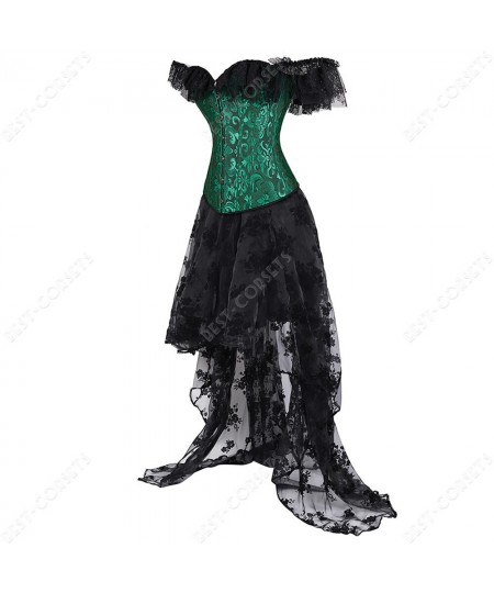 Victorian Corset Dress Costume Women Sexy Lace-Up Corset With Sleeves Floral Steampunk Corset Bustier Dress Plus Size $84.15 ...