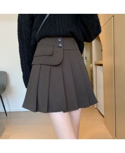 Skirts Women Modern Fashion High Waist Pure Korean Style College Students Streetwear Clothing All-match Chic Autumn Young Lad...