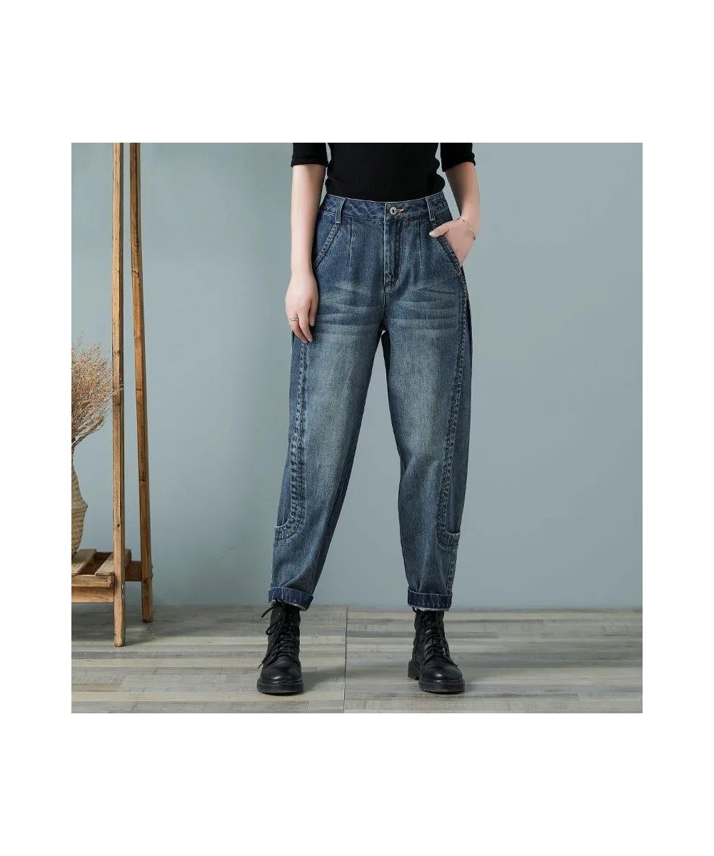 Vintage Washed Literary Harun Jeans Women 2023 New Spring Autumn High Waist Casual Loose All-Match Denim Pants s515 $56.89 - ...