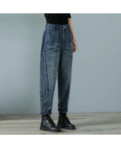 Vintage Washed Literary Harun Jeans Women 2023 New Spring Autumn High Waist Casual Loose All-Match Denim Pants s515 $56.89 - ...