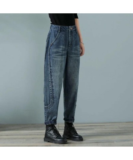 Vintage Washed Literary Harun Jeans Women 2023 New Spring Autumn High Waist Casual Loose All-Match Denim Pants s515 $56.89 - ...