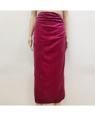 Women Skirt Velvet Midi Bodycon Skirt Office Women Slim Knee Length High Waist Stretch Sexy Slit Pencil Skirts Jupe Femme $37...