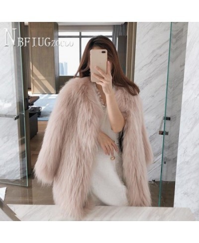 2023 Autumn Winter New Faux Fur Women Coat Fashion V Neck Female Plush Jacket $85.22 - Jackets & Coats