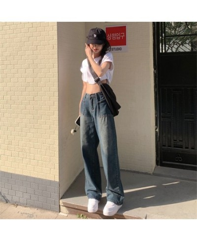 spring 2022 womens high waist boyfriend Women's Wide leg jeans baggy woman denim capris straight Pants jean mom jeans trouser...