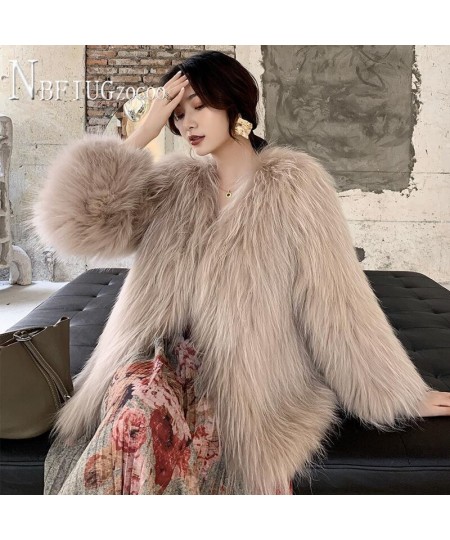 2023 Autumn Winter New Faux Fur Women Coat Fashion V Neck Female Plush Jacket $85.22 - Jackets & Coats