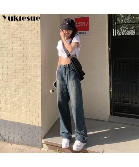 spring 2022 womens high waist boyfriend Women's Wide leg jeans baggy woman denim capris straight Pants jean mom jeans trouser...