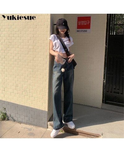 spring 2022 womens high waist boyfriend Women's Wide leg jeans baggy woman denim capris straight Pants jean mom jeans trouser...