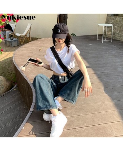 spring 2022 womens high waist boyfriend Women's Wide leg jeans baggy woman denim capris straight Pants jean mom jeans trouser...