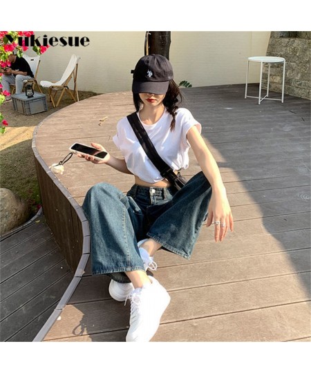 spring 2022 womens high waist boyfriend Women's Wide leg jeans baggy woman denim capris straight Pants jean mom jeans trouser...