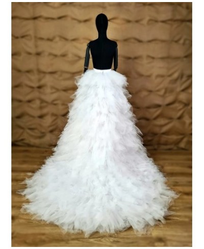 Detachable Bridal Train Tulle Skirt Women Bohemian Long Overlay Tulle Wedding Train Dress Wrap Overskirt Tiered Detachable $9...