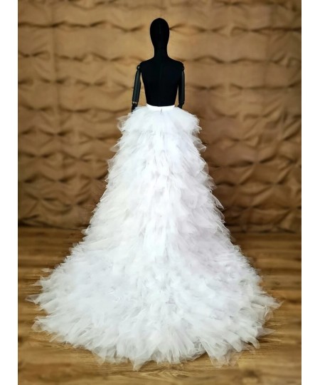 Detachable Bridal Train Tulle Skirt Women Bohemian Long Overlay Tulle Wedding Train Dress Wrap Overskirt Tiered Detachable $9...