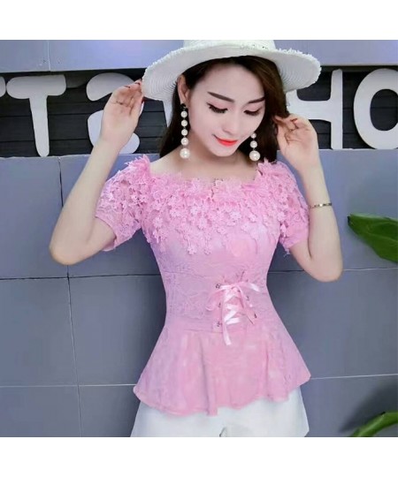 2022 New Slash neck Short sleeve women dress Sexy Club Lace solid short fashion slim shirts off shoulder crop top shirts $39....