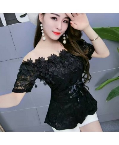 2022 New Slash neck Short sleeve women dress Sexy Club Lace solid short fashion slim shirts off shoulder crop top shirts $39....