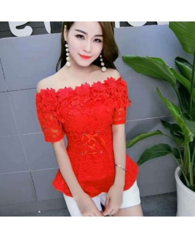 2022 New Slash neck Short sleeve women dress Sexy Club Lace solid short fashion slim shirts off shoulder crop top shirts $39....