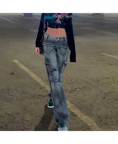 Low Waist Sexy Baggy Jeans Blue Cargo Pants Women Korean Fashion Vintage 90s Y2k Streetwear Punk Commute Straight Denim $60.3...