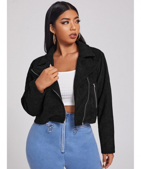 Plus Size Ladies Crop Jacket 2022 Women Autumn Large Size 4xl Black Short Coats Clothing Streetwear Long Sleeve Zipper $37.61...