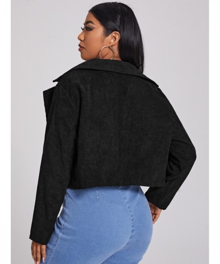 Plus Size Ladies Crop Jacket 2022 Women Autumn Large Size 4xl Black Short Coats Clothing Streetwear Long Sleeve Zipper $37.61...