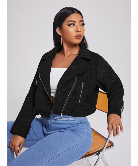 Plus Size Ladies Crop Jacket 2022 Women Autumn Large Size 4xl Black Short Coats Clothing Streetwear Long Sleeve Zipper $37.61...