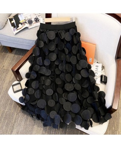 Fashion Design Black Tulle Long Skirt for Women 2023 Spring Summer Elegant Vintage A Line High Waist Midi Skirt Female $40.46...