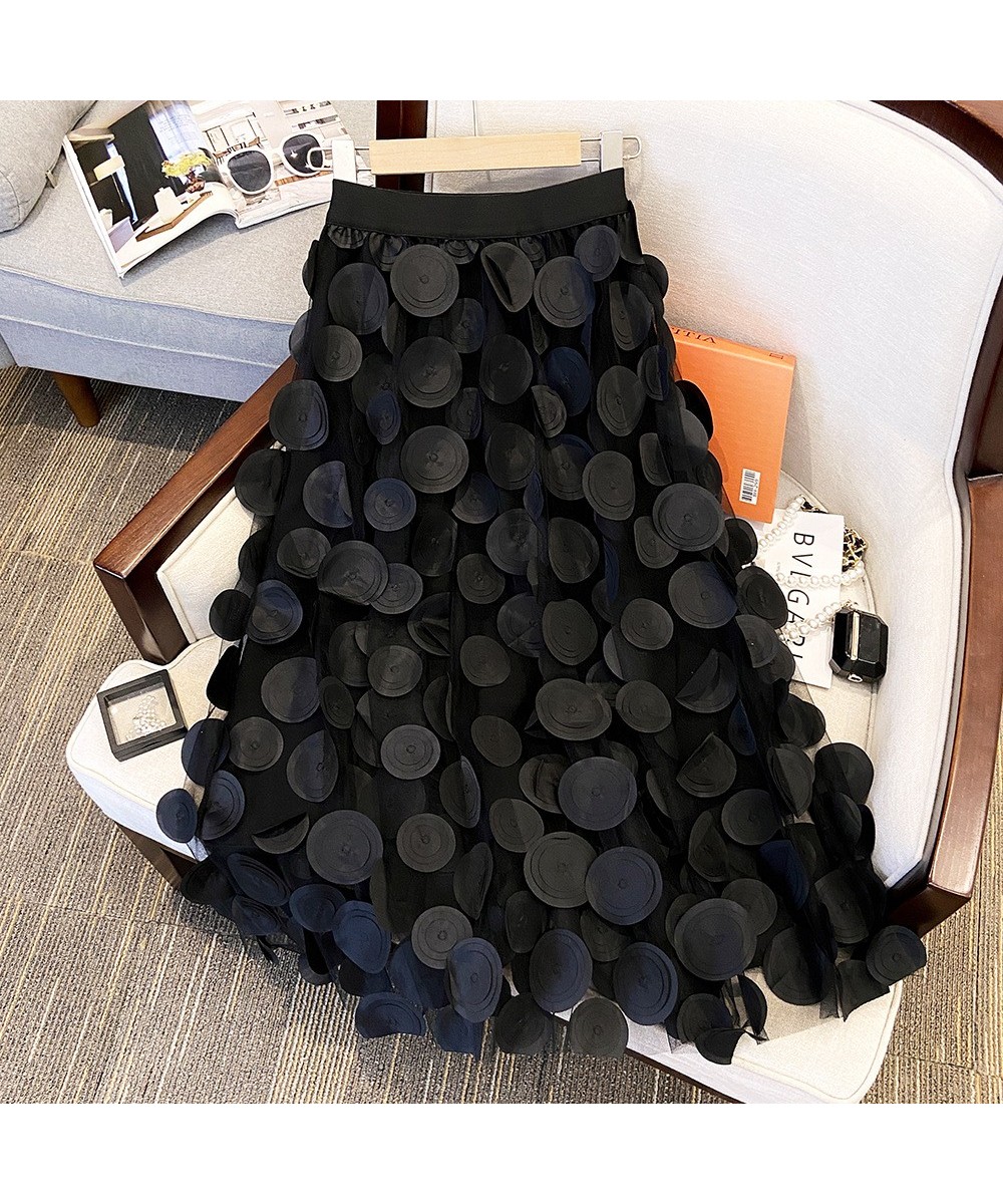 Fashion Design Black Tulle Long Skirt for Women 2023 Spring Summer Elegant Vintage A Line High Waist Midi Skirt Female $40.46...