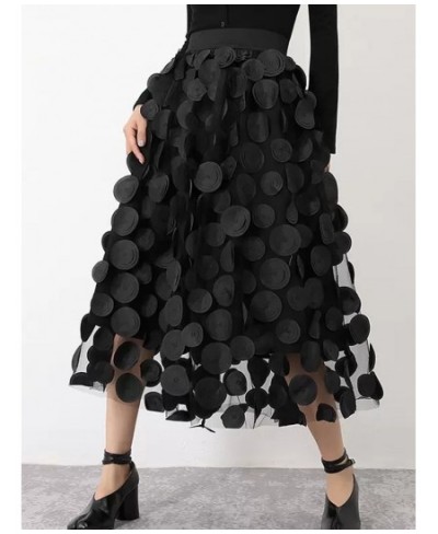 Fashion Design Black Tulle Long Skirt for Women 2023 Spring Summer Elegant Vintage A Line High Waist Midi Skirt Female $40.46...