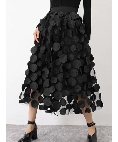 Fashion Design Black Tulle Long Skirt for Women 2023 Spring Summer Elegant Vintage A Line High Waist Midi Skirt Female $40.46...