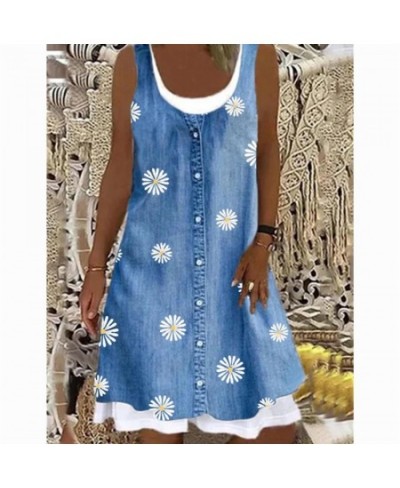 Women's A-Line Dress Fashion Floral Dot 3D Print Knee Length Dress Blue Sleeveless Spring Summer Casual Everyday Dress 2022 $...