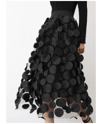 Fashion Design Black Tulle Long Skirt for Women 2023 Spring Summer Elegant Vintage A Line High Waist Midi Skirt Female $40.46...