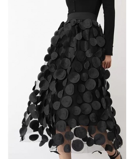 Fashion Design Black Tulle Long Skirt for Women 2023 Spring Summer Elegant Vintage A Line High Waist Midi Skirt Female $40.46...