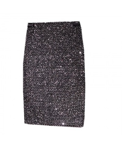 Spring New Oversized Elastic Sequins Over The Knee Skirt BINGBING Glitter Bag Hip Tight Skirt One-step Skirt $49.98 - Bottoms